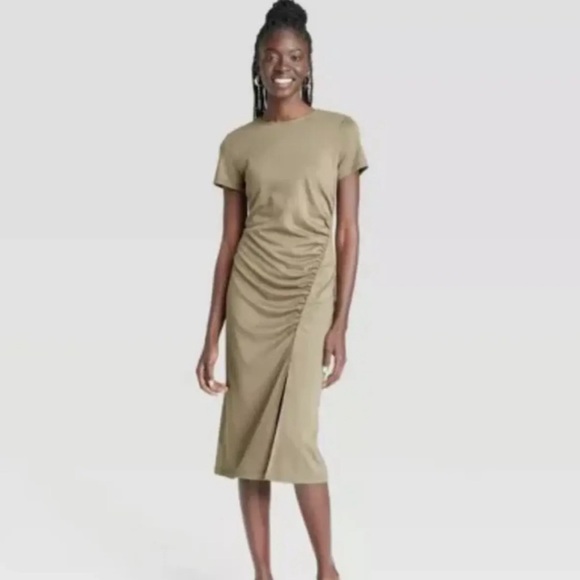 A New Day Women's Midi Ruched Knit Bodycon Dress - Picture 2 of 9